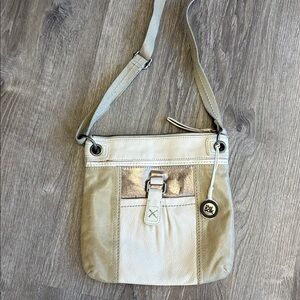The Sak Beige, Cream & Metallic Silver Crossbody Bag